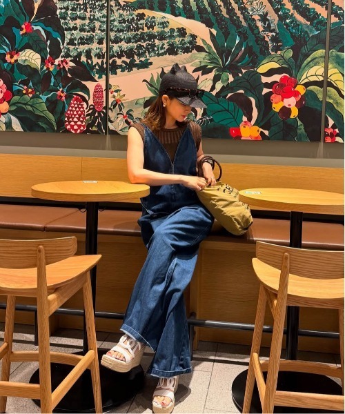 AMELY（エミリー）の「フロントジップサロペット（サロペット/オーバーオール・レディース・ライトブルー/オリーブ/ブルー/ベージュ/スミクロ・フリー）」の9枚目の写真