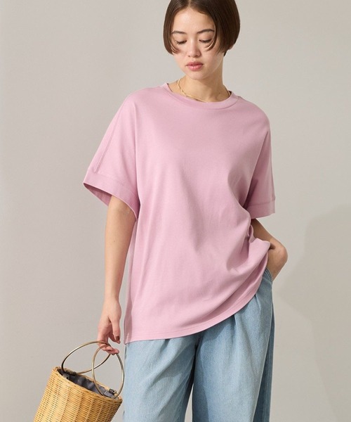 AMERICAN HOLIC（アメリカンホリック）の「接触冷感スムースフレンチスリーブプルオーバー（Tシャツ/カットソー・レディース・グレイッシュベージュ/オフホワイト/ブルー/チャコールグレー/ネイビー/ピンク・L/M）」の9枚目の写真