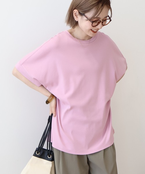 AMERICAN HOLIC（アメリカンホリック）の「接触冷感スムースフレンチスリーブプルオーバー（Tシャツ/カットソー・レディース・グレイッシュベージュ/オフホワイト/ブルー/チャコールグレー/ネイビー/ピンク・L/M）」の10枚目の写真