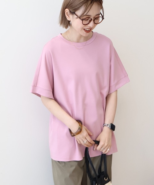 AMERICAN HOLIC（アメリカンホリック）の「接触冷感スムースフレンチスリーブプルオーバー（Tシャツ/カットソー・レディース・グレイッシュベージュ/オフホワイト/ブルー/チャコールグレー/ネイビー/ピンク・L/M）」の12枚目の写真