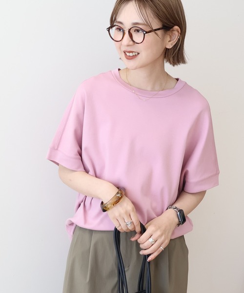 AMERICAN HOLIC（アメリカンホリック）の「接触冷感スムースフレンチスリーブプルオーバー（Tシャツ/カットソー・レディース・グレイッシュベージュ/オフホワイト/ブルー/チャコールグレー/ネイビー/ピンク・L/M）」の13枚目の写真