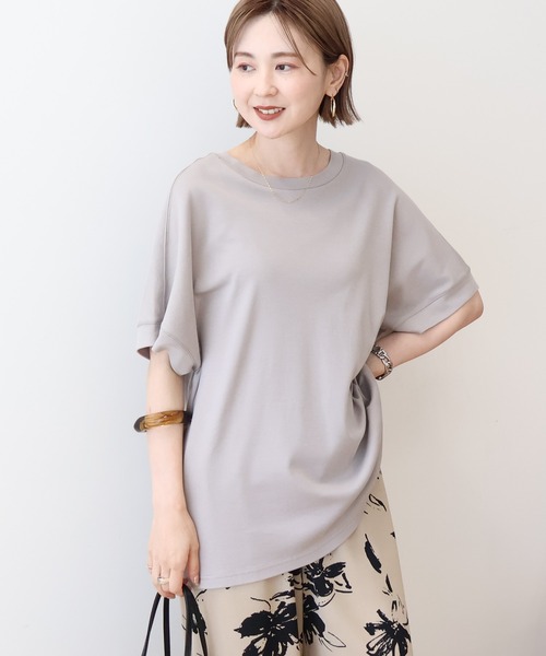 AMERICAN HOLIC（アメリカンホリック）の「接触冷感スムースフレンチスリーブプルオーバー（Tシャツ/カットソー・レディース・グレイッシュベージュ/オフホワイト/ブルー/チャコールグレー/ネイビー/ピンク・L/M）」の19枚目の写真