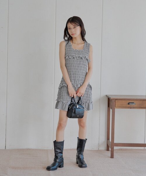 【Cider】チェック 柄 シャーリング ミニ ワンピース チェック柄シャーリングミニワンピース[dk1311] | レディース