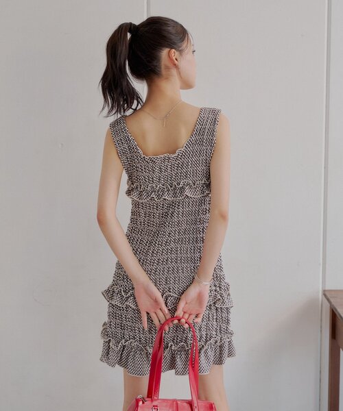 Chico（チコ）の「シャーリングチェックミニワンピース（ワンピース