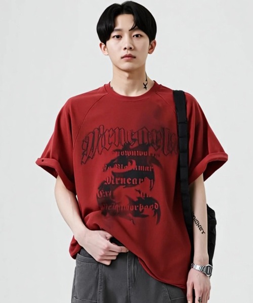 tシャツ A'GEM/9 × .kom 「ARULE/アルール」スプレー＆プリントTシャツ レディース メンズ ARULE tシャツ A'GEM/9 × .kom「ARULE/アルール」エンジェル