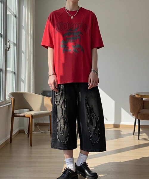 A'GEM9(エージェムナイン)の「A'GEM/9 × .kom 『ARULE/アルール』スプレー&プリントTシャツ(Tシャツ/カットソー・レディース・グレー/レッド/ブラック・MEDIUM)」の11枚目の写真