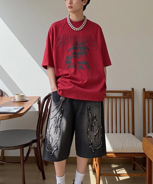 A'GEM9(エージェムナイン)の「A'GEM/9 × .kom 『ARULE/アルール』スプレー&プリントTシャツ(Tシャツ/カットソー・レディース・グレー/レッド/ブラック・MEDIUM)」の10枚目の写真