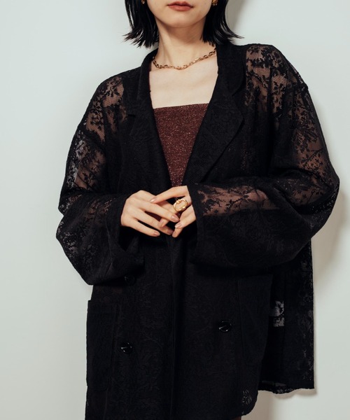 セール】シアーレースジャケット（テーラードジャケット）｜Shelly
