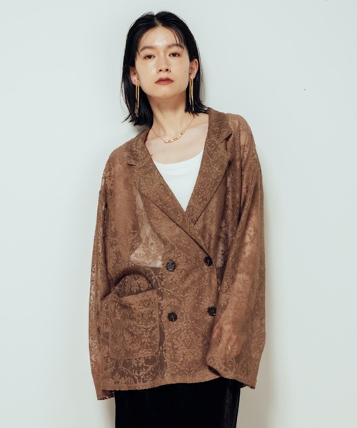 セール】シアーレースジャケット（テーラードジャケット）｜Shelly