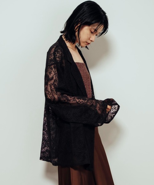 セール】シアーレースジャケット（テーラードジャケット）｜Shelly
