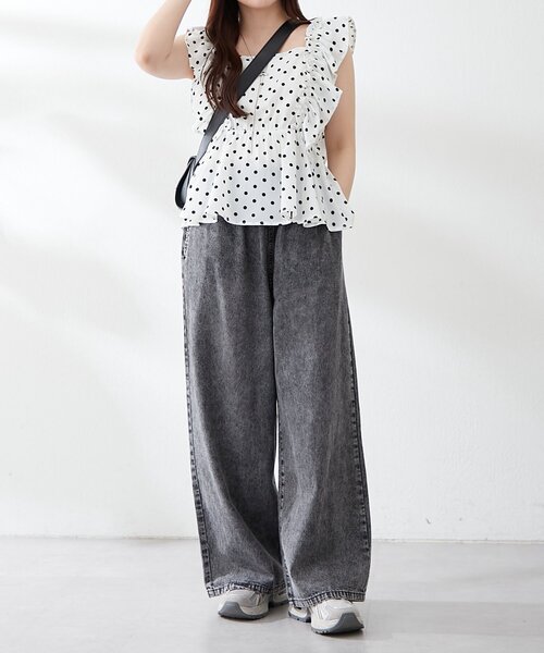 continuer de NICE CLAUP(コンティニューデナイスクラップ)の「【新色追加!】らくちん!イージーデニムパンツ(デニムパンツ・レディース・ブラック/ブルー/ネイビー・FREE)」の12枚目の写真