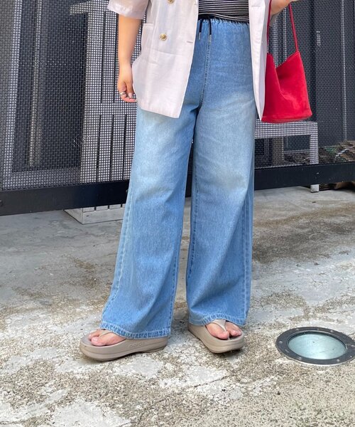 DT☆Intrend「1FINGERE」楽ちんな春夏デニム生地イージーパンツ 楽天市場】【暑い夏特別sale：2,790円！クーポンで+P5】デニム