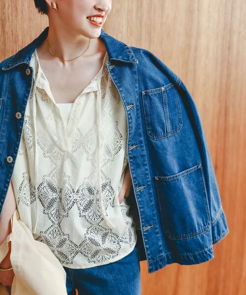 le.coeur blanc(ルクールブラン)の「デニムカバーオールジャケット(その他アウター・レディース・ブラック/ブルー・38)」の2枚目の写真