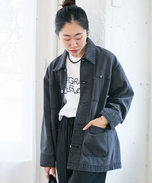 le.coeur blanc(ルクールブラン)の「デニムカバーオールジャケット(その他アウター・レディース・ブラック/ブルー・38)」の5枚目の写真