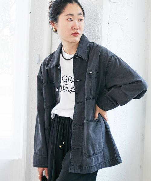 le.coeur blanc(ルクールブラン)の「デニムカバーオールジャケット(その他アウター・レディース・ブラック/ブルー・38)」の6枚目の写真