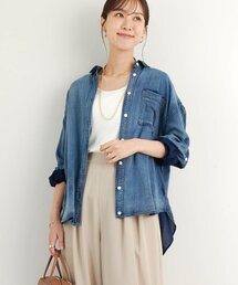 un dix cors | 《綿100％・大人カジュアルに》デニム風深タックシャツ(シャツ/ブラウス)