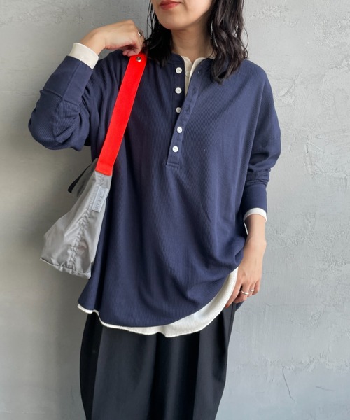 HANES/ヘインズ] ヘンリーネック サーマルカットソー（Tシャツ