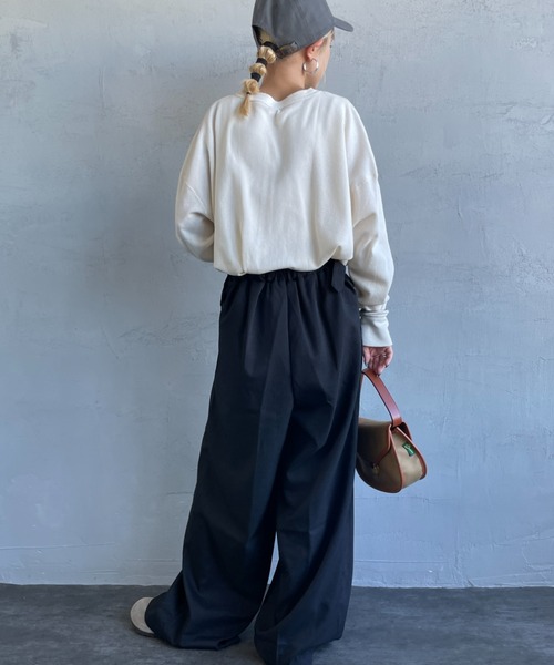 HANES（ヘインズ）の「[HANES/ヘインズ] ヘンリーネック サーマルカットソー（Tシャツ/カットソー・レディース・オフホワイト/ヘザーグレー/パープル/ダークネイビー・F）」の18枚目の写真