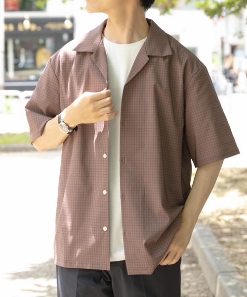 ITEMS URBANRESEARCH(アイテムズ アーバンリサーチ)の「Tattersall Open Collar shirts(シャツ/ブラウス・メンズ・カーキ/ブラック/ブラウン・MEDIUM/LARGE)」の3枚目の写真