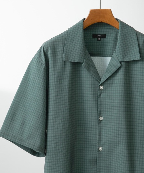 ITEMS URBANRESEARCH(アイテムズ アーバンリサーチ)の「Tattersall Open Collar shirts(シャツ/ブラウス・メンズ・カーキ/ブラック/ブラウン・MEDIUM/LARGE)」の1枚目の写真
