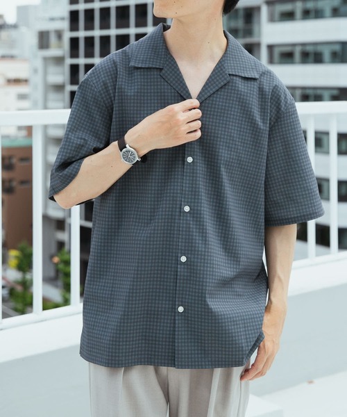 ITEMS URBANRESEARCH(アイテムズ アーバンリサーチ)の「Tattersall Open Collar shirts(シャツ/ブラウス・メンズ・カーキ/ブラック/ブラウン・MEDIUM/LARGE)」の2枚目の写真