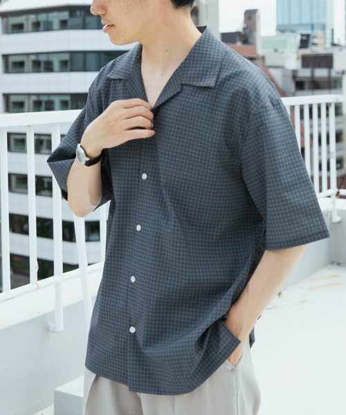 ITEMS URBANRESEARCH(アイテムズ アーバンリサーチ)の「Tattersall Open Collar shirts(シャツ/ブラウス・メンズ・カーキ/ブラック/ブラウン・MEDIUM/LARGE)」の5枚目の写真