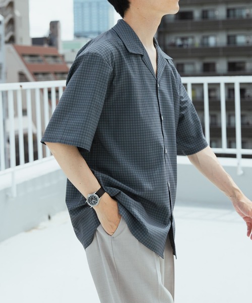 ITEMS URBANRESEARCH(アイテムズ アーバンリサーチ)の「Tattersall Open Collar shirts(シャツ/ブラウス・メンズ・カーキ/ブラック/ブラウン・MEDIUM/LARGE)」の6枚目の写真