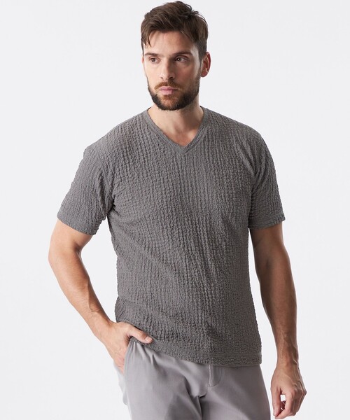 EPOCA UOMO(エポカウォモ)の「ワッシャーストレッチカットソー(Tシャツ/カットソー・メンズ・グレー系その他/ブラック/パープル系その他7・46/48)」の3枚目の写真