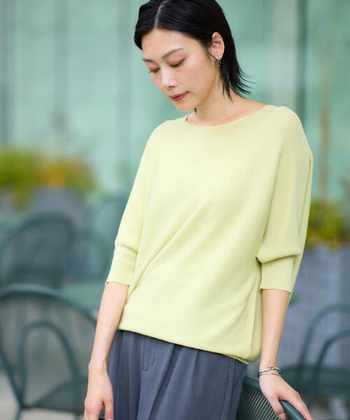 THE SHOP TK (ザ ショップ ティーケー )の「6分袖ガータードルマンニット【エコベロ/洗濯機OK】(ニット/セーター・レディース・スモーキーグリーン系/ブラック/アイボリー/パープル系4/レンガ・13/12/11)」の13枚目の写真