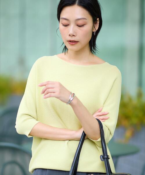 THE SHOP TK (ザ ショップ ティーケー )の「6分袖ガータードルマンニット【エコベロ/洗濯機OK】(ニット/セーター・レディース・スモーキーグリーン系/ブラック/アイボリー/パープル系4/レンガ・13/12/11)」の14枚目の写真