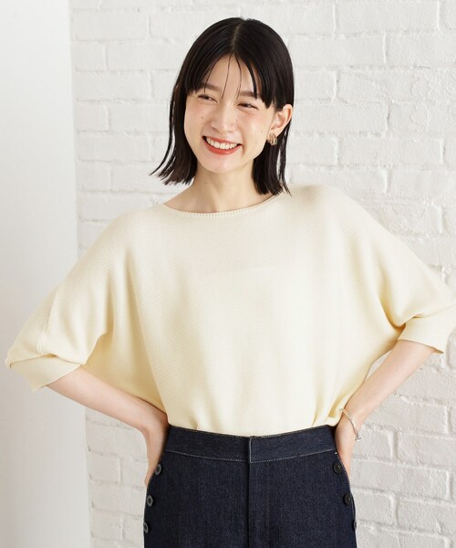 THE SHOP TK (ザ ショップ ティーケー )の「6分袖ガータードルマンニット【エコベロ/洗濯機OK】(ニット/セーター・レディース・スモーキーグリーン系/ブラック/アイボリー/パープル系4/レンガ・13/12/11)」の15枚目の写真