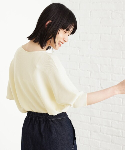 THE SHOP TK (ザ ショップ ティーケー )の「6分袖ガータードルマンニット【エコベロ/洗濯機OK】(ニット/セーター・レディース・スモーキーグリーン系/ブラック/アイボリー/パープル系4/レンガ・13/12/11)」の16枚目の写真