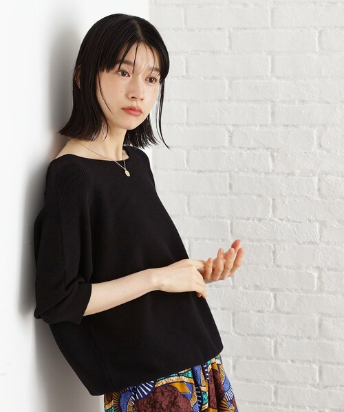 THE SHOP TK (ザ ショップ ティーケー )の「6分袖ガータードルマンニット【エコベロ/洗濯機OK】(ニット/セーター・レディース・スモーキーグリーン系/ブラック/アイボリー/パープル系4/レンガ・13/12/11)」の21枚目の写真