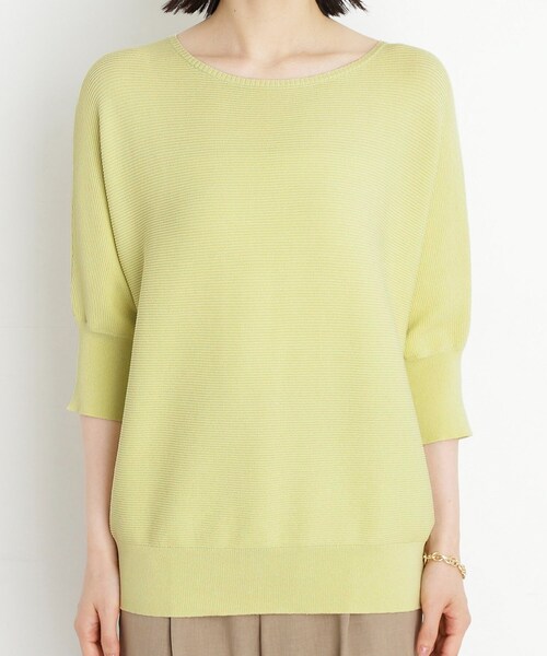 THE SHOP TK (ザ ショップ ティーケー )の「6分袖ガータードルマンニット【エコベロ/洗濯機OK】(ニット/セーター・レディース・スモーキーグリーン系/ブラック/アイボリー/パープル系4/レンガ・13/12/11)」の6枚目の写真