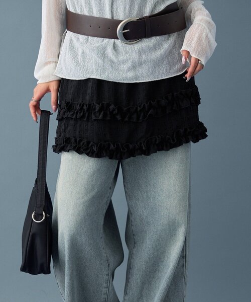 mystic(ミスティック)の「ティアードミニスカート(スカート・レディース・ブラック/オフホワイト・FREE)」の1枚目の写真