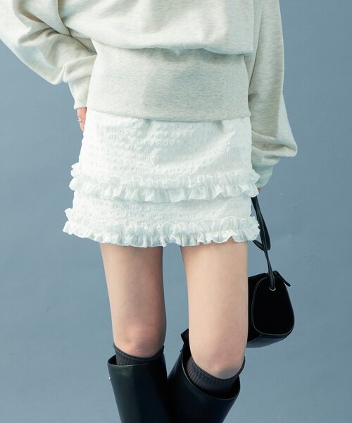 mystic(ミスティック)の「ティアードミニスカート(スカート・レディース・ブラック/オフホワイト・FREE)」の3枚目の写真