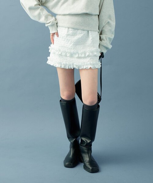 mystic(ミスティック)の「ティアードミニスカート(スカート・レディース・ブラック/オフホワイト・FREE)」の4枚目の写真