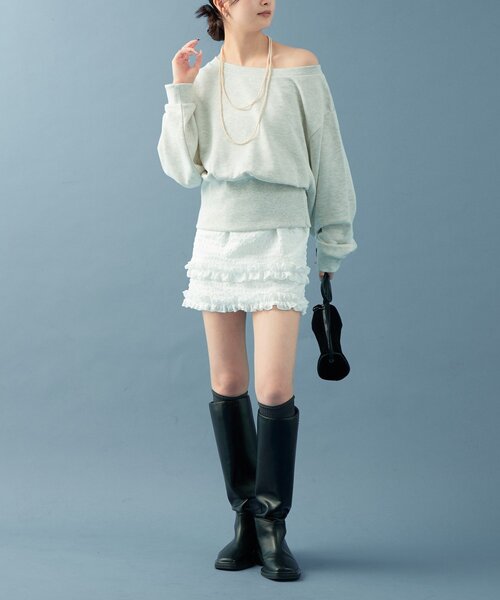 mystic(ミスティック)の「ティアードミニスカート(スカート・レディース・ブラック/オフホワイト・FREE)」の5枚目の写真