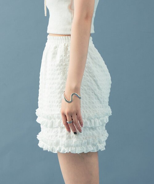 mystic(ミスティック)の「ティアードミニスカート(スカート・レディース・ブラック/オフホワイト・FREE)」の18枚目の写真