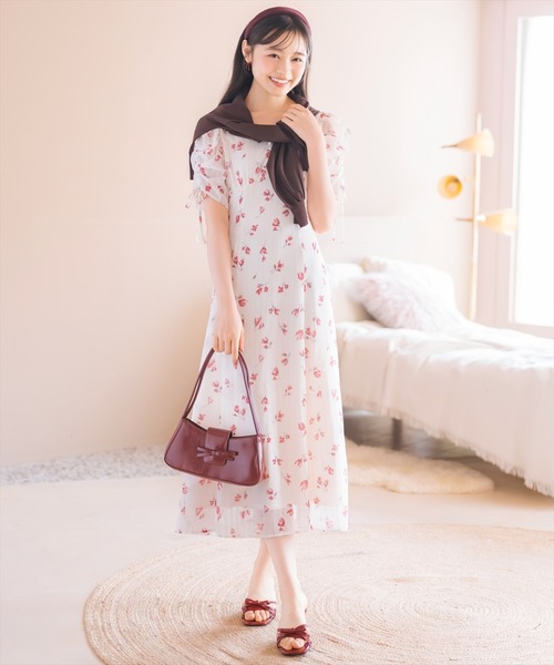 WILLSELECTION（ウィルセレクション）の「フルールプリントギャザースリーブワンピース（ワンピース・レディース・レッド系その他/ブルー系その他・FREE）」の18枚目の写真