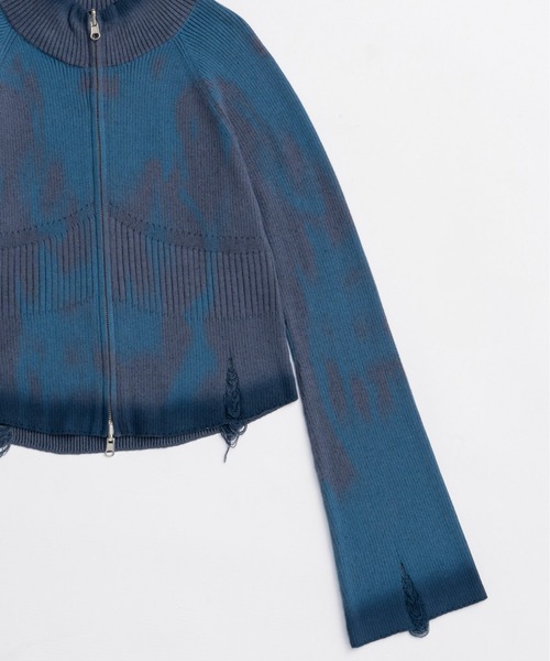 MAISON SPECIAL(メゾンスペシャル)の「Reversible Pigment Zip Cardigan/リバシーブルピグメントジップカーディガン(カーディガン/ボレロ・レディース・グレー/ピンク/ブルー・FREE)」の8枚目の写真