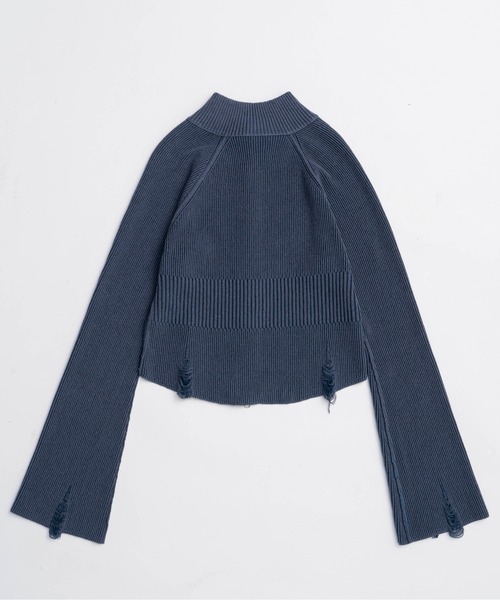 MAISON SPECIAL(メゾンスペシャル)の「Reversible Pigment Zip Cardigan/リバシーブルピグメントジップカーディガン(カーディガン/ボレロ・レディース・グレー/ピンク/ブルー・FREE)」の12枚目の写真