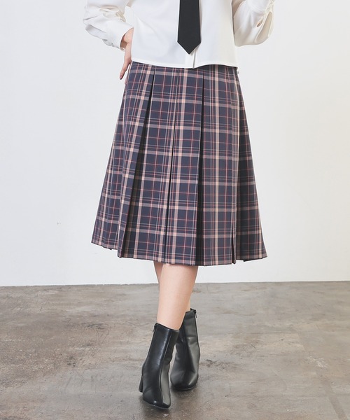 Honeys(ハニーズ)の「ミディ丈プリーツスカート(スカート・レディース・レッド系その他/グレー系その他/イエロー系その他/ネイビー系・S/M/LL/L)」の2枚目の写真