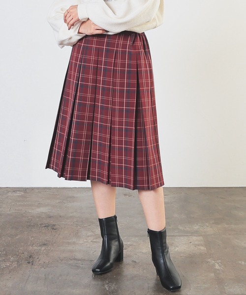 Honeys(ハニーズ)の「ミディ丈プリーツスカート(スカート・レディース・レッド系その他/グレー系その他/イエロー系その他/ネイビー系・S/M/LL/L)」の4枚目の写真