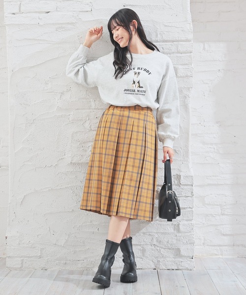 Honeys(ハニーズ)の「ミディ丈プリーツスカート(スカート・レディース・レッド系その他/グレー系その他/イエロー系その他/ネイビー系・S/M/LL/L)」の10枚目の写真