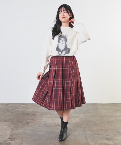 Honeys(ハニーズ)の「ミディ丈プリーツスカート(スカート・レディース・レッド系その他/グレー系その他/イエロー系その他/ネイビー系・S/M/LL/L)」の14枚目の写真