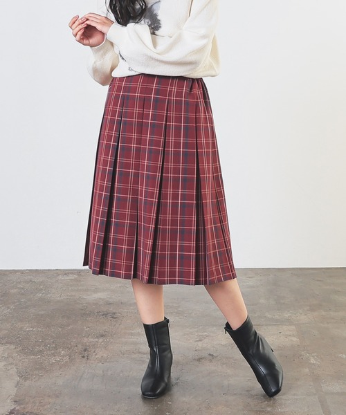 Honeys(ハニーズ)の「ミディ丈プリーツスカート(スカート・レディース・レッド系その他/グレー系その他/イエロー系その他/ネイビー系・S/M/LL/L)」の15枚目の写真