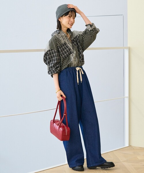 FREAK'S STORE(フリークスストア)の「チェック パッチワーク リメイク風シャツ/チェックシャツ(シャツ/ブラウス・レディース・ブラック/ネイビー・フリ-)」の8枚目の写真