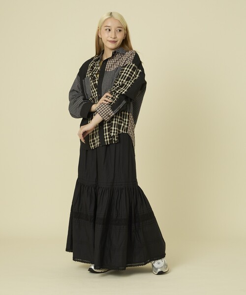 FREAK'S STORE(フリークスストア)の「チェック パッチワーク リメイク風シャツ/チェックシャツ(シャツ/ブラウス・レディース・ブラック/ネイビー・フリ-)」の21枚目の写真