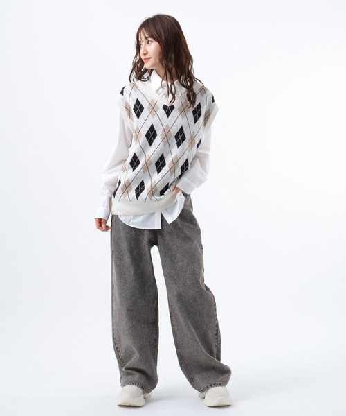 GLOBAL WORK(グローバルワーク)の「ガーリーシャツベストSET/AND YUA ANY/581247(ベスト・キッズ・ホワイト系8/ライトブルー・SMALL/MEDIUM)」の4枚目の写真